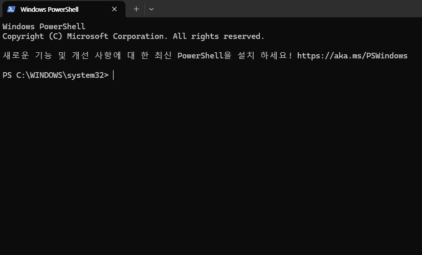 Windows PowerShell ํฐ๋ฏธ๋ ํ๋ฉด