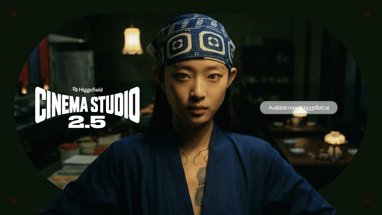 Higgsfield Cinema Studio 2.5 메인 이미지 — AI가 생성한 영화급 인물