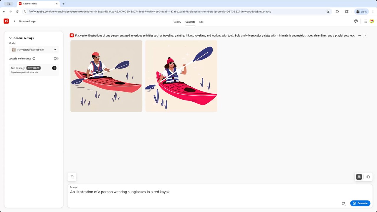 Adobe Firefly 커스텀 모델 결과물 — 일관된 스타일의 일러스트 생성