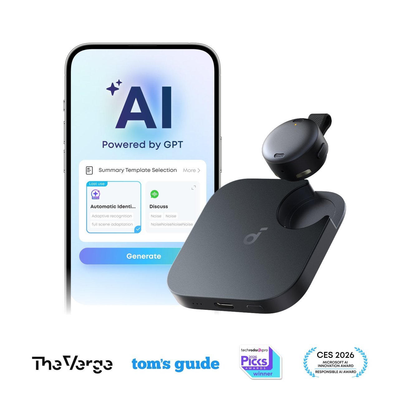 Anker Soundcore Work AI 녹음기 크기 비교