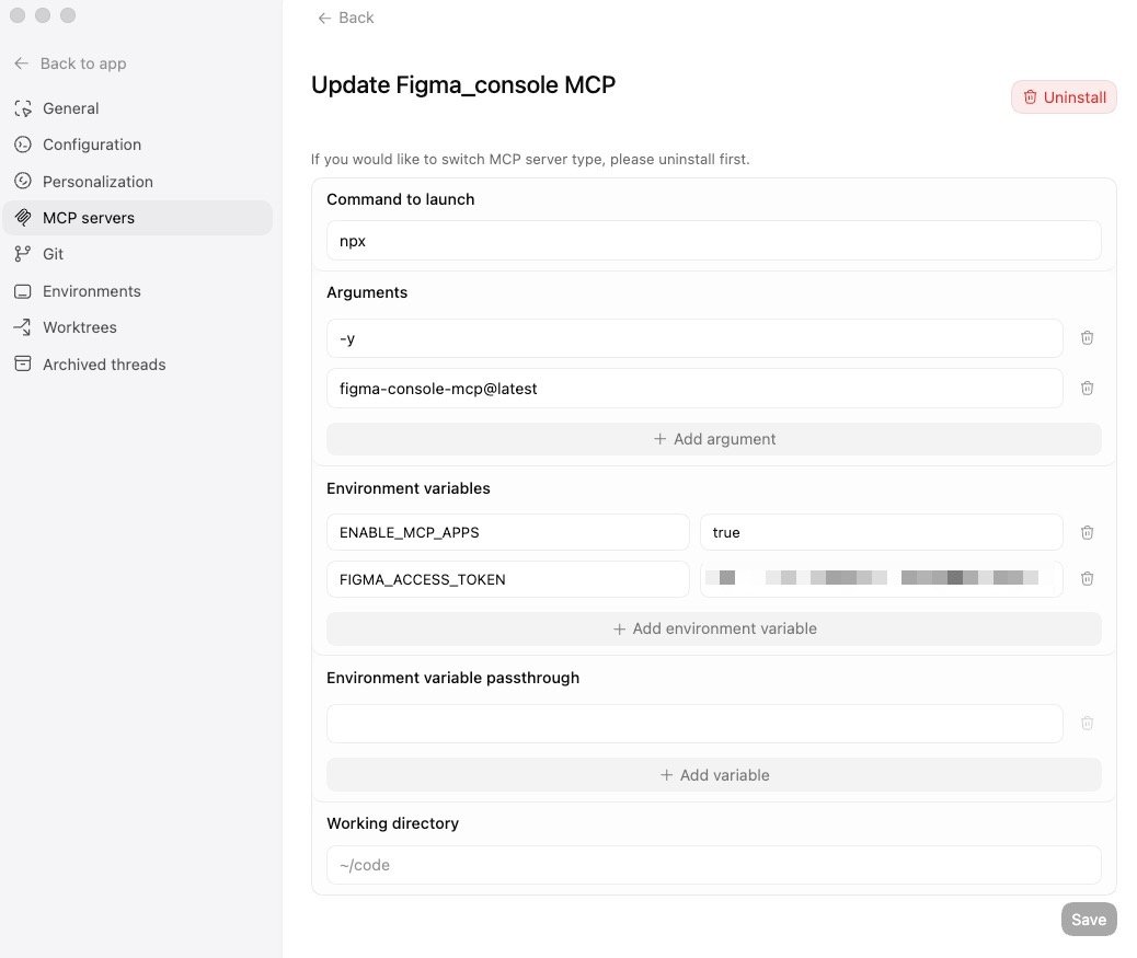 Claude Code 터미널에서 Figma Console MCP 설치 명령어 실행 화면