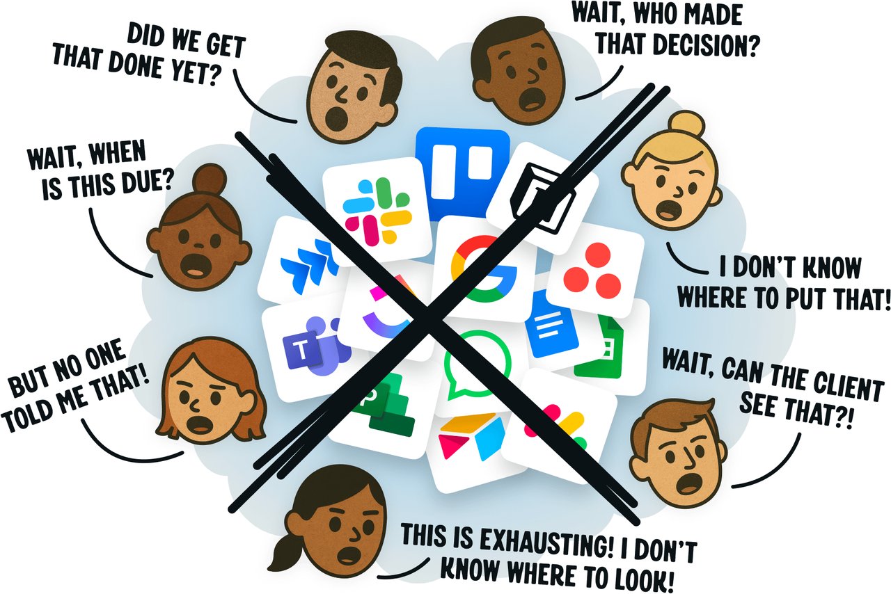 AI 코딩으로 소프트웨어를 직접 만드는 시대에도 여전히 지친 사람들 일러스트레이션