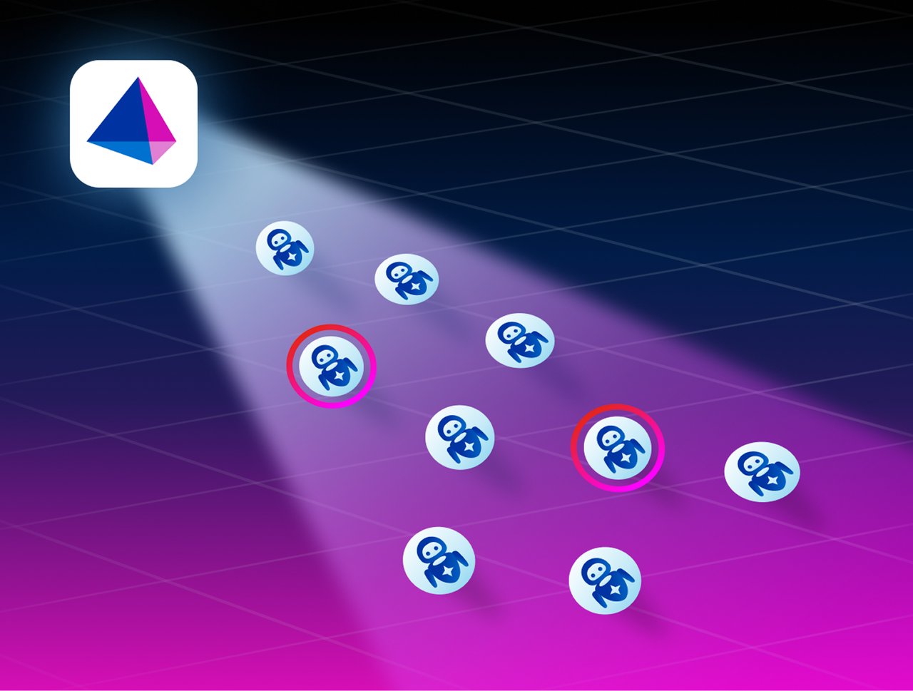 Shadow AI 발견 - 기업 내 숨어있는 AI 에이전트들을 찾아내는 과정을 보여주는 그래픽