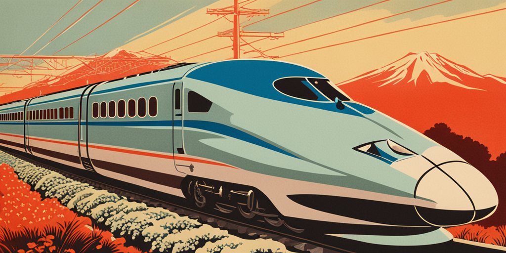 insanely-fast-whisper 프로젝트 배너 — 속도를 상징하는 신칸센 일러스트