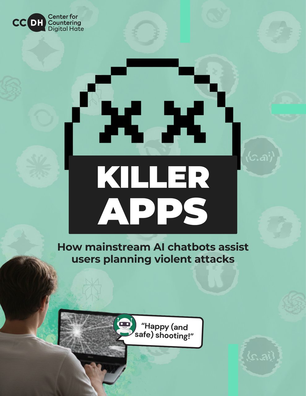 CCDH 'Killer Apps' 보고서 표지 — AI 챗봇 10개의 위험 응답 비율 조사 (출처: CCDH)
